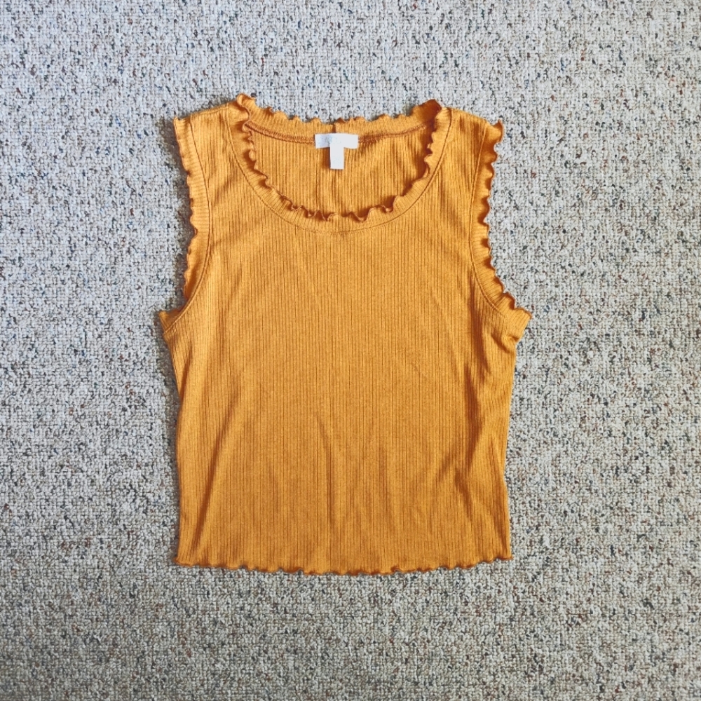 Abound Mustard Sleeveless Ruffle Tank Top size Small